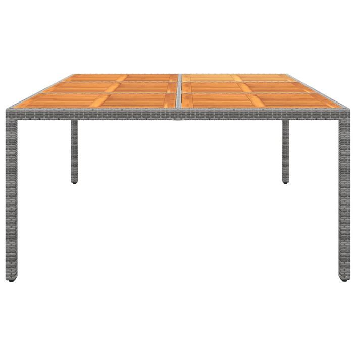 Table de jardin 200x150x75 cm Acacia et résine tressée Gris - Photo n°3