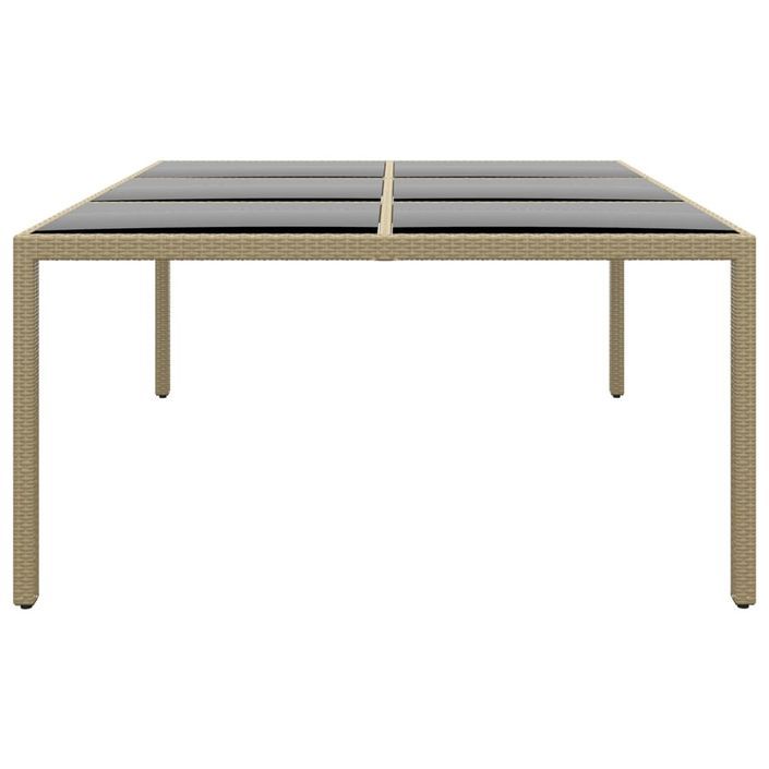 Table de jardin 200x150x75 cm Verre trempé/résine tressée Beige - Photo n°3