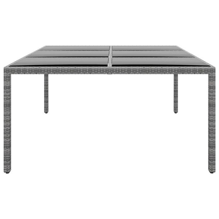 Table de jardin 200x150x75 cm Verre trempé/résine tressée Gris - Photo n°3