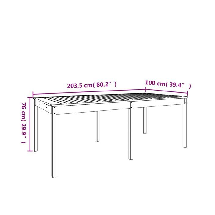 Table de jardin 203,5x100x76 cm bois massif de pin - Photo n°8