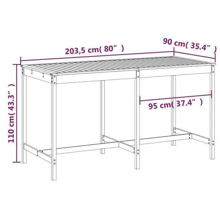 Table de jardin 203,5x90x110 cm bois massif de douglas - Photo n°7