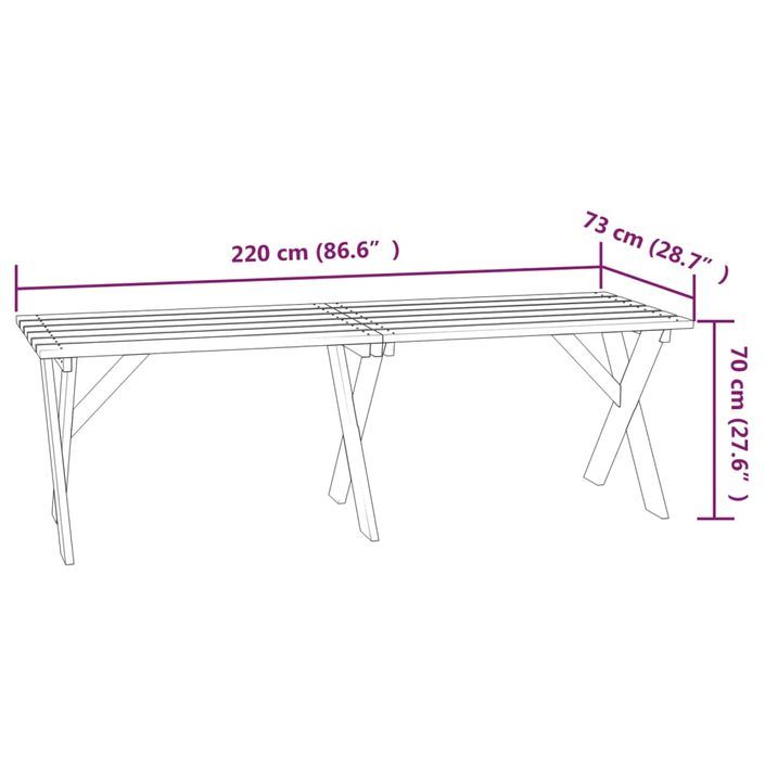 Table de jardin 220x73x70 cm Bois de pin imprégné - Photo n°6