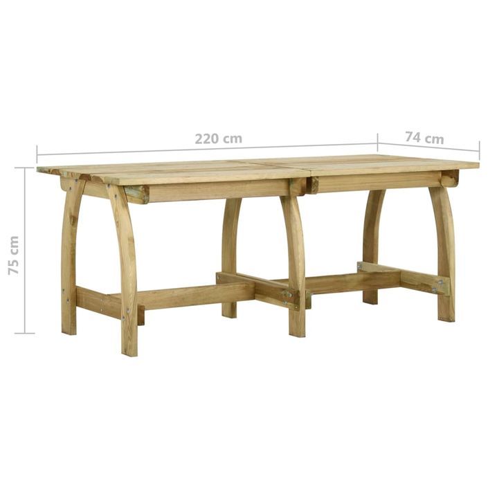 Table de jardin 220x74x75 cm Bois de pin imprégné - Photo n°6