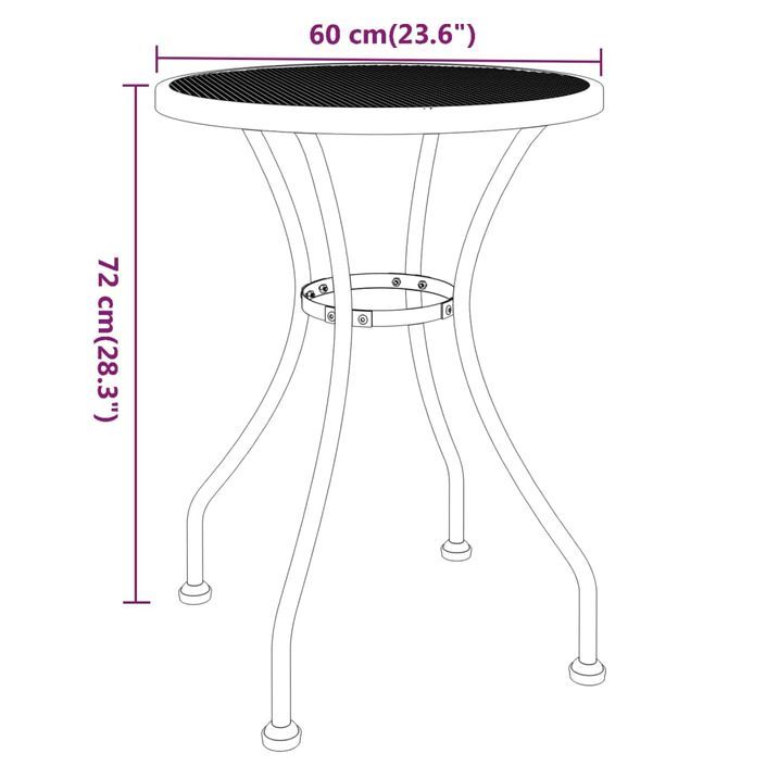 Table de jardin Ø60x72 cm Maille métallique Anthracite - Photo n°5