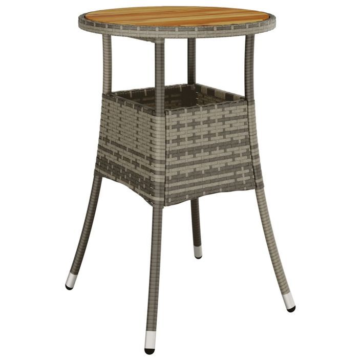 Table de jardin Ø60x75 cm Acacia et résine tressée Gris - Photo n°2