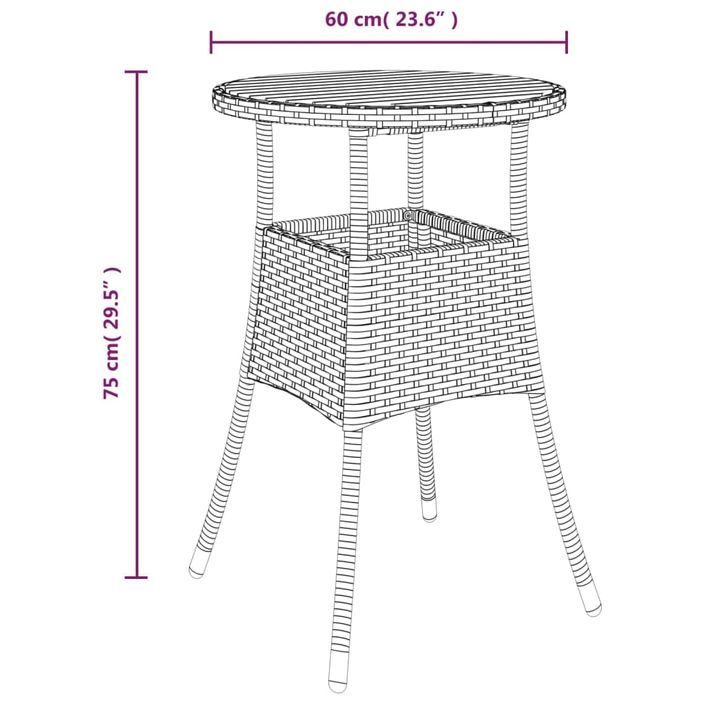 Table de jardin Ø60x75 cm Acacia et résine tressée Gris - Photo n°6