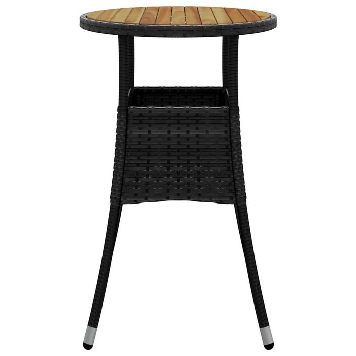 Table de jardin Ø60x75 cm Acacia et résine tressée Noir - Photo n°4