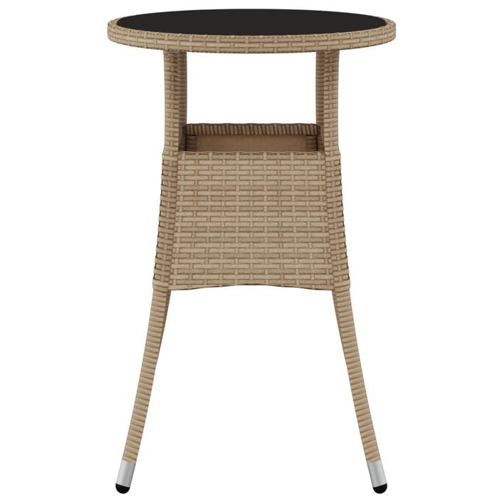 Table de jardin Ø60x75 cm Verre trempé/résine tressée Beige - Photo n°3