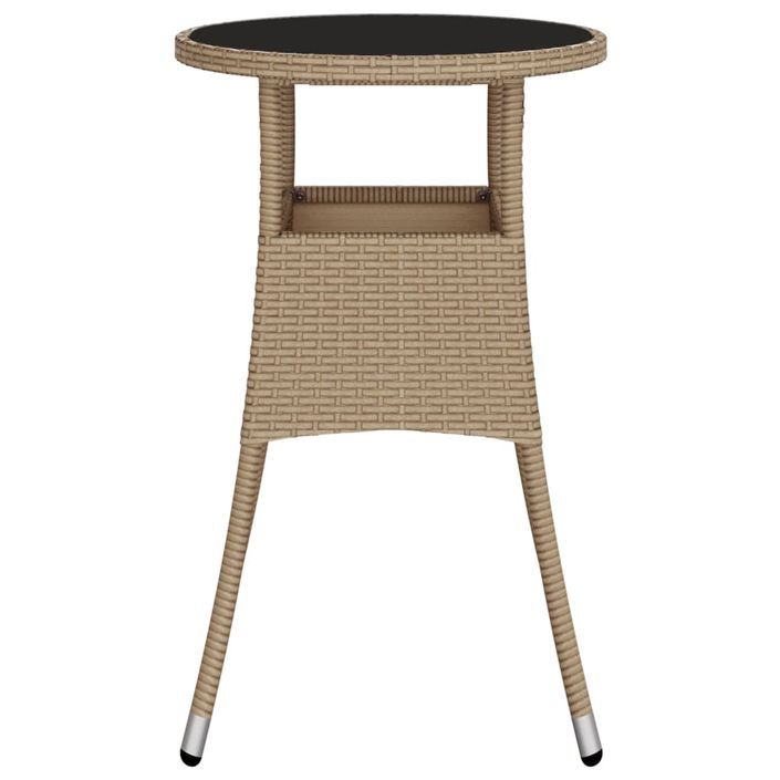 Table de jardin Ø60x75 cm Verre trempé/résine tressée Beige - Photo n°4