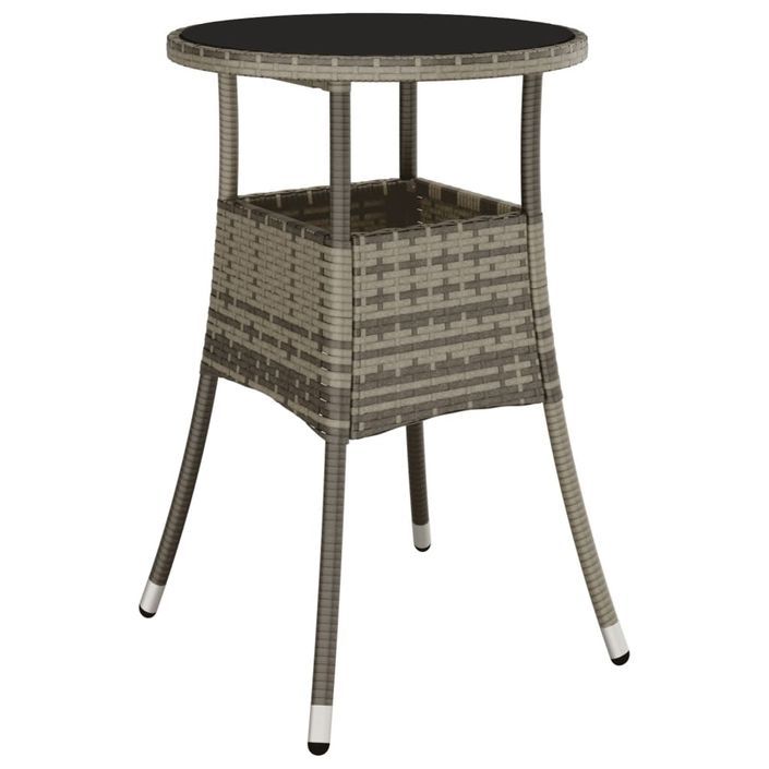 Table de jardin Ø60x75 cm Verre trempé/résine tressée Gris - Photo n°2