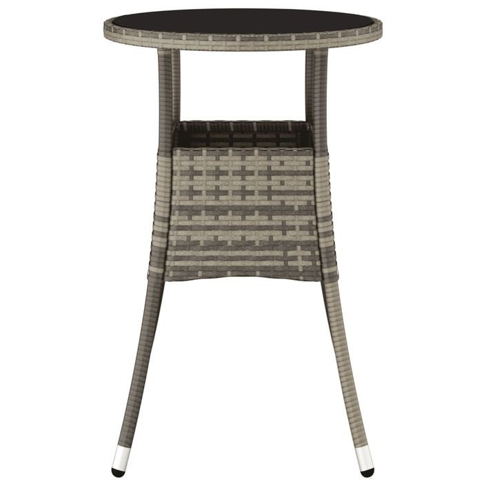 Table de jardin Ø60x75 cm Verre trempé/résine tressée Gris - Photo n°3