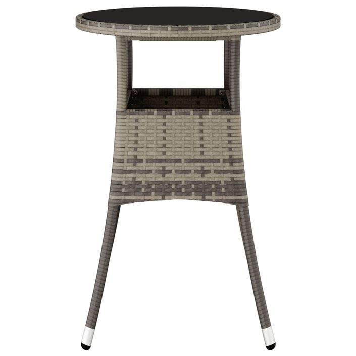 Table de jardin Ø60x75 cm Verre trempé/résine tressée Gris - Photo n°4