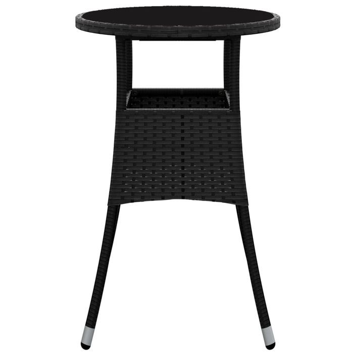 Table de jardin Ø60x75 cm Verre trempé/résine tressée Noir - Photo n°3