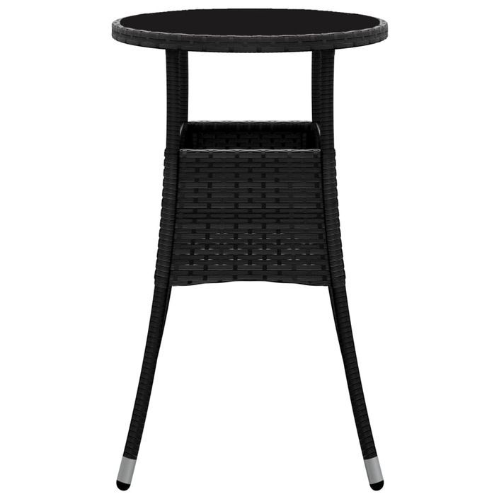 Table de jardin Ø60x75 cm Verre trempé/résine tressée Noir - Photo n°4