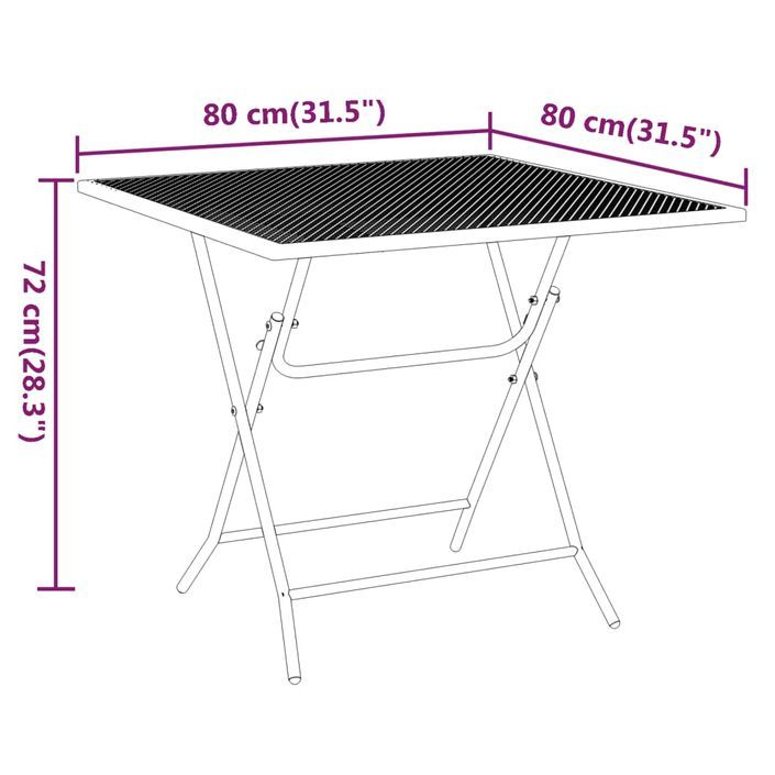 Table de jardin 80x80x72 cm Maille métallique Anthracite - Photo n°8