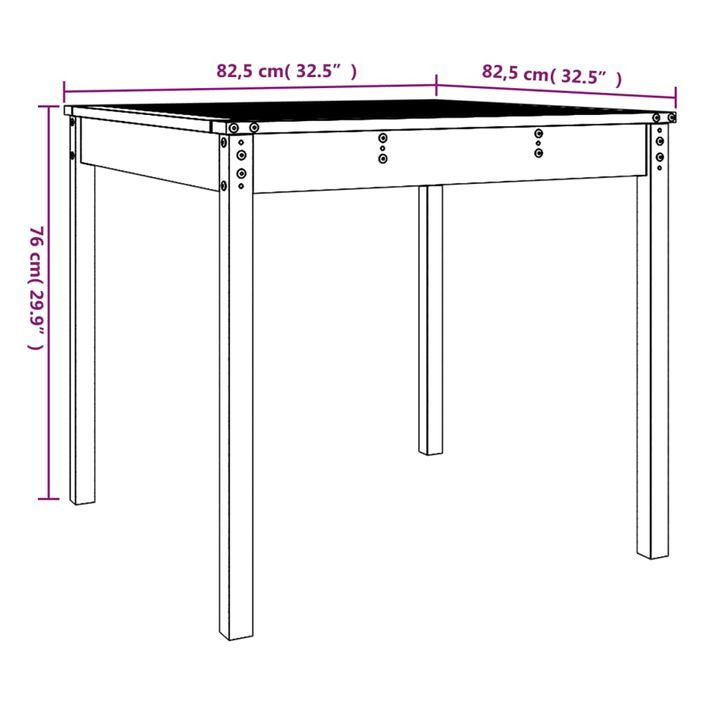 Table de jardin 82,5x82,5x76 cm bois massif de pin - Photo n°8