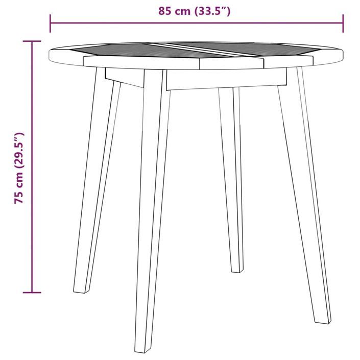 Table de jardin Ø85x75 cm Bois d'acacia solide - Photo n°5