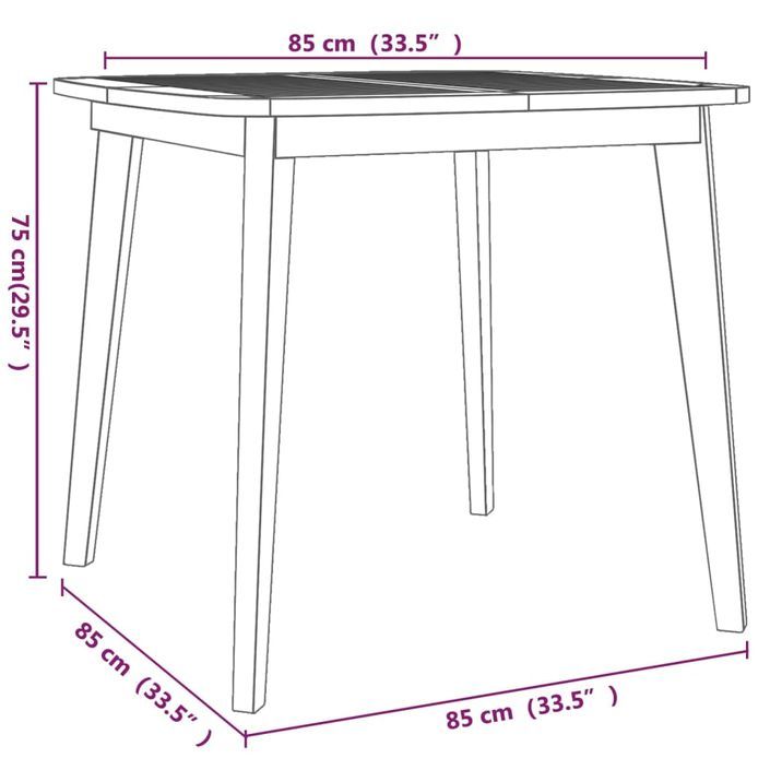 Table de jardin 85x85x75 cm Bois d'acacia solide - Photo n°8