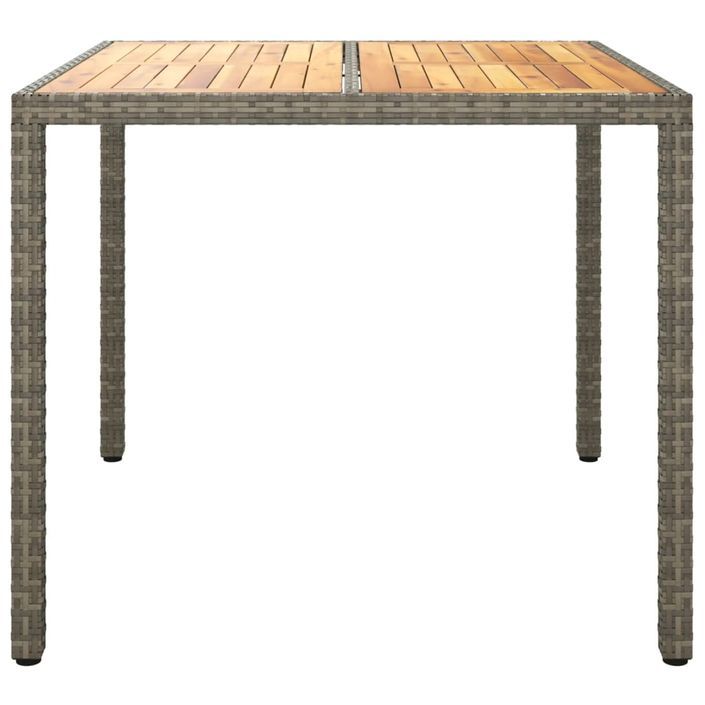 Table de jardin 90x90x75cm Résine tressée et bois d'acacia Gris - Photo n°3