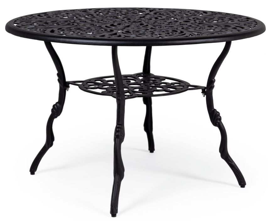 Table de jardin aluminium moulée anthracite Vikola 110 cm - Photo n°1