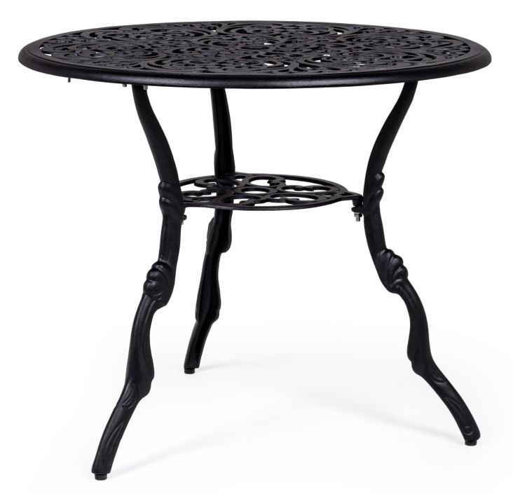 Table de jardin aluminium moulée anthracite Vikola 80 cm - Photo n°1