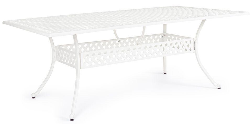 Table de jardin aluminium moulée blanc Kofiam 160 cm - Photo n°1