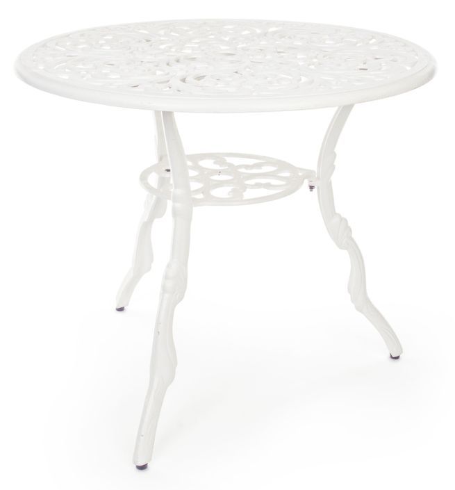 Table de jardin aluminium moulée blanc Vikola 80 cm - Photo n°1