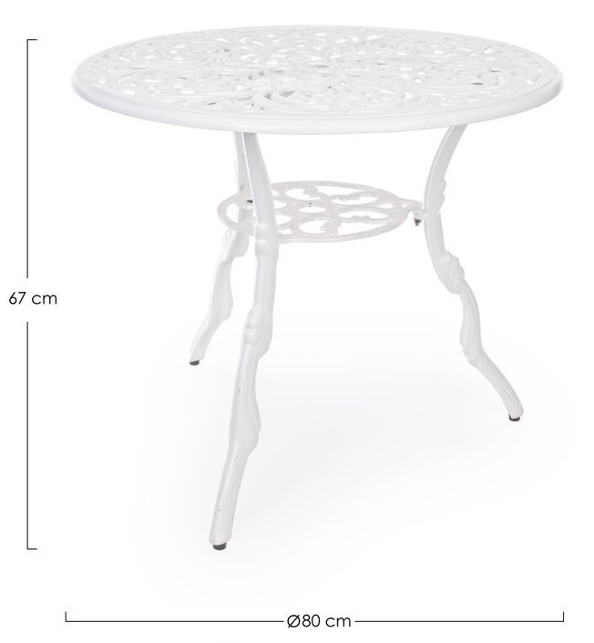 Table de jardin aluminium moulée blanc Vikola 80 cm - Photo n°5