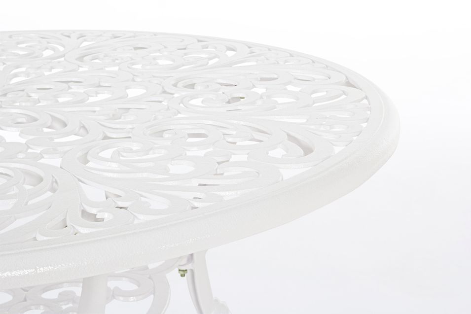 Table de jardin aluminium moulée blanche Vikola 110 cm - Photo n°3