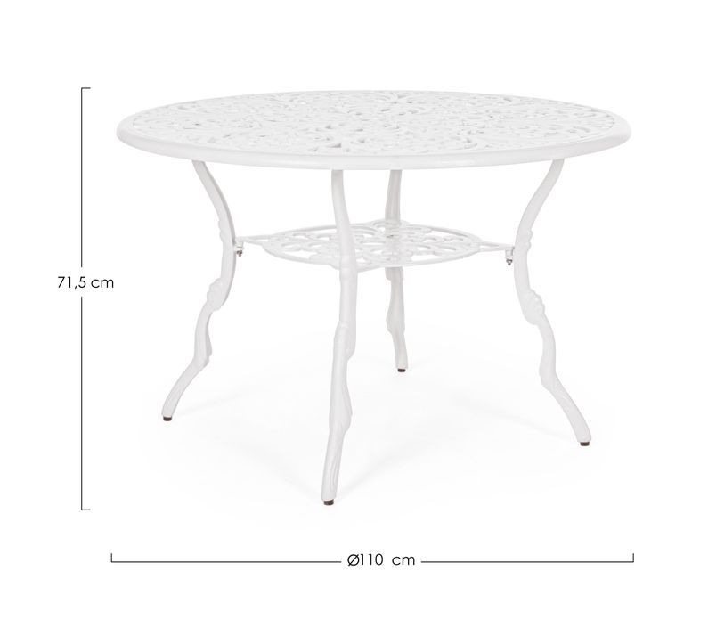 Table de jardin aluminium moulée blanche Vikola 110 cm - Photo n°4
