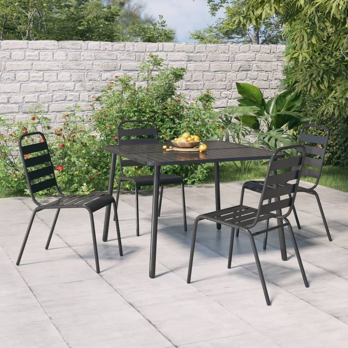 Table de jardin anthracite 100x100x71 cm acier - Photo n°2