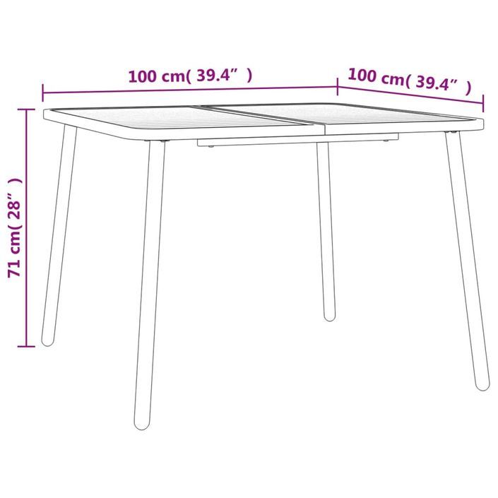 Table de jardin anthracite 100x100x71 cm acier - Photo n°7