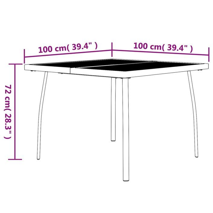 Table de jardin anthracite 100x100x72 cm Treillis d'acier - Photo n°6