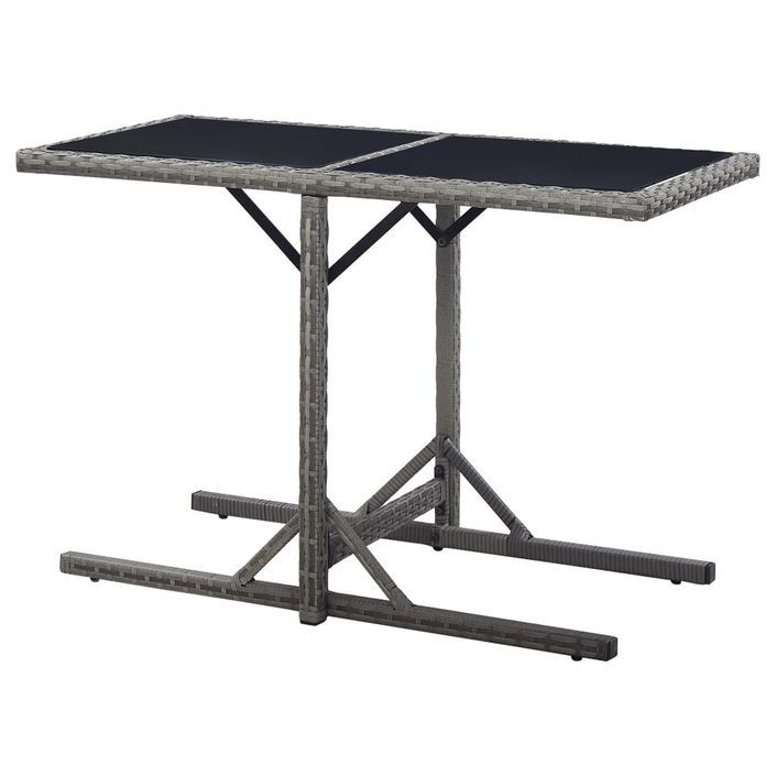 Table de jardin Anthracite 110x53x72 cm Verre et résine tressée - Photo n°4