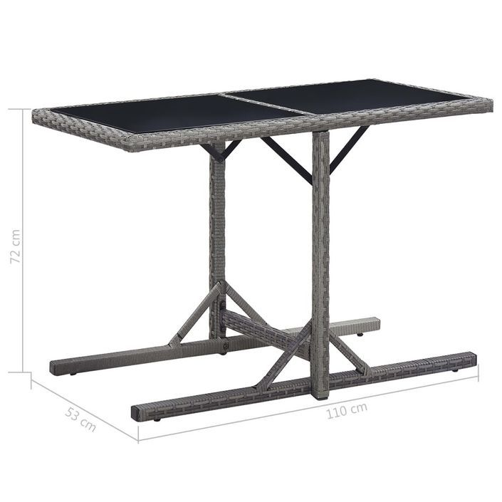 Table de jardin Anthracite 110x53x72 cm Verre et résine tressée - Photo n°6