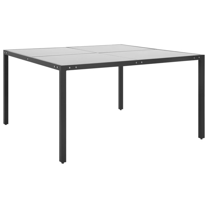 Table de jardin Anthracite 130x130x72 cm Acier et verre - Photo n°1