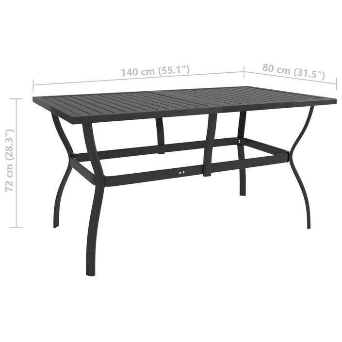 Table de jardin Anthracite 140x80x72 cm Acier - Photo n°6