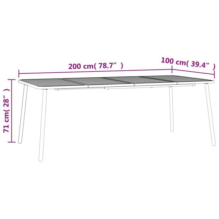 Table de jardin anthracite 200x100x71 cm acier - Photo n°7