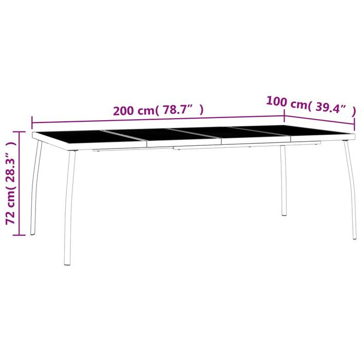 Table de jardin anthracite 200x100x72 cm Treillis d'acier - Photo n°7