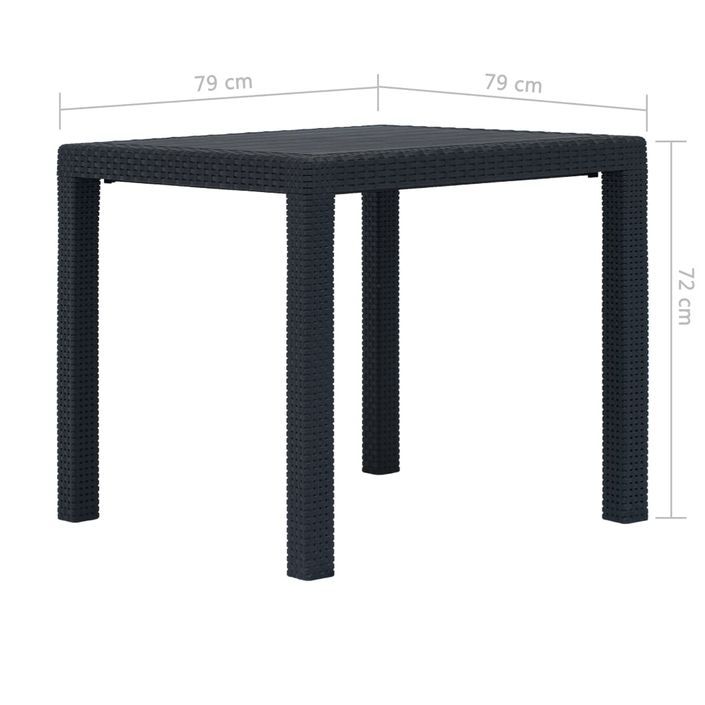 Table de jardin Anthracite 79x79x72cm Plastique Aspect de rotin - Photo n°4