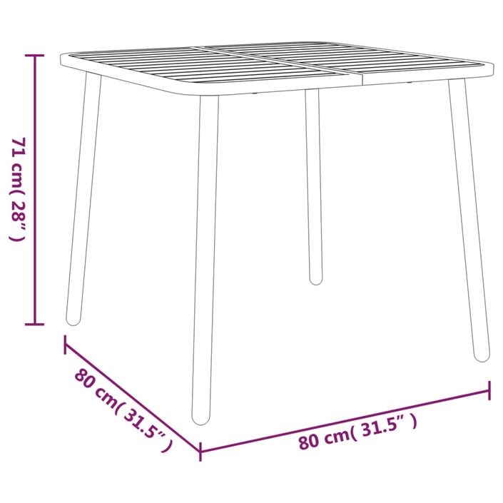 Table de jardin anthracite 80x80x71 cm acier - Photo n°6