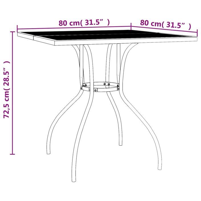 Table de jardin anthracite 80x80x72,5 cm Treillis d'acier - Photo n°6