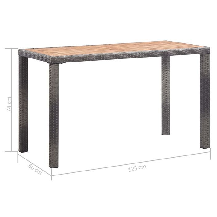 Table de jardin Anthracite et marron 123x60x74 cm Bois d'acacia - Photo n°6