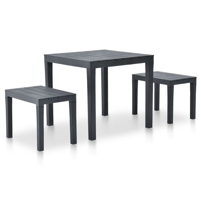 Table de jardin avec 2 bancs Plastique Anthracite - Photo n°1