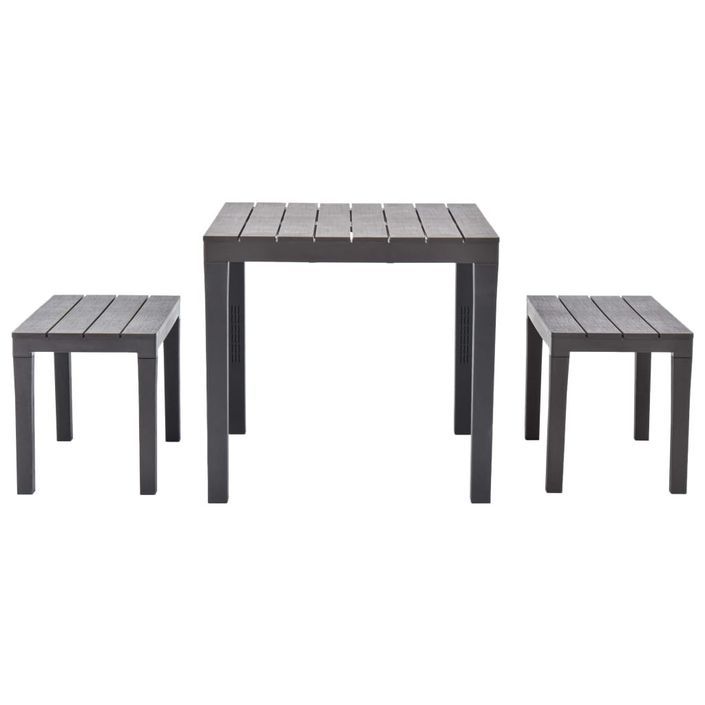 Table de jardin avec 2 bancs Plastique Marron - Photo n°3