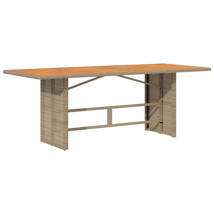 Table de jardin avec dessus en bois d'acacia beige 190x80x74 cm - Photo n°5