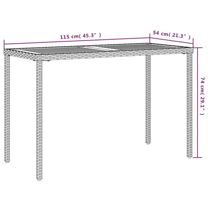 Table de jardin avec dessus en bois d'acacia gris 115x54x74 cm - Photo n°10