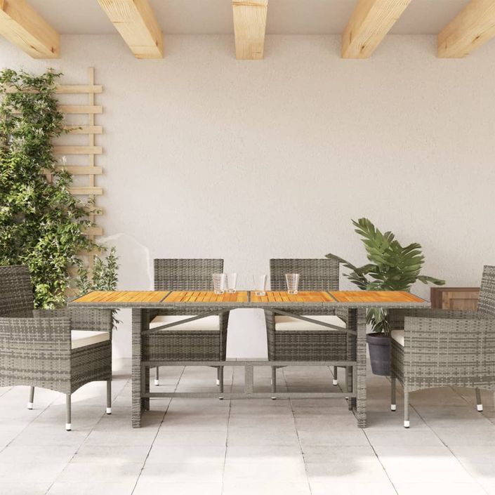 Table de jardin avec dessus en bois d'acacia gris 190x80x74 cm - Photo n°3