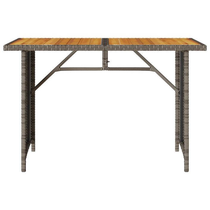 Table de jardin avec dessus en bois gris 110x68x70 cm rotin - Photo n°4