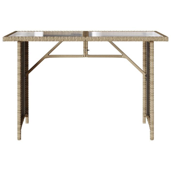 Table de jardin avec dessus en verre beige 110x68x70 cm rotin - Photo n°4